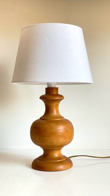Vintage turned wooden lamp