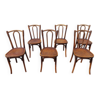 6 chaises bistrot Luterma avec motif sur l'assise