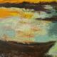 Boat at sunset, oil by Nicole Guieu