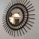 Vintage sun mirror in 60s dark rattan 56cm