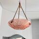 Vintage suspension Marguerite glass pink fabric cords Art Deco