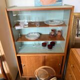 Vaisselier vitrine meuble de rangement vintage pieds compas