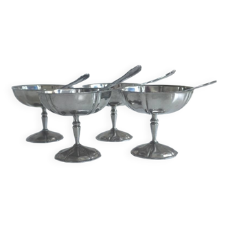 Service de quatre coupes à glace en inox 18/10