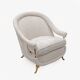 Pair of French Mid-Century Armchairs in Art Deco Style with Brass Details