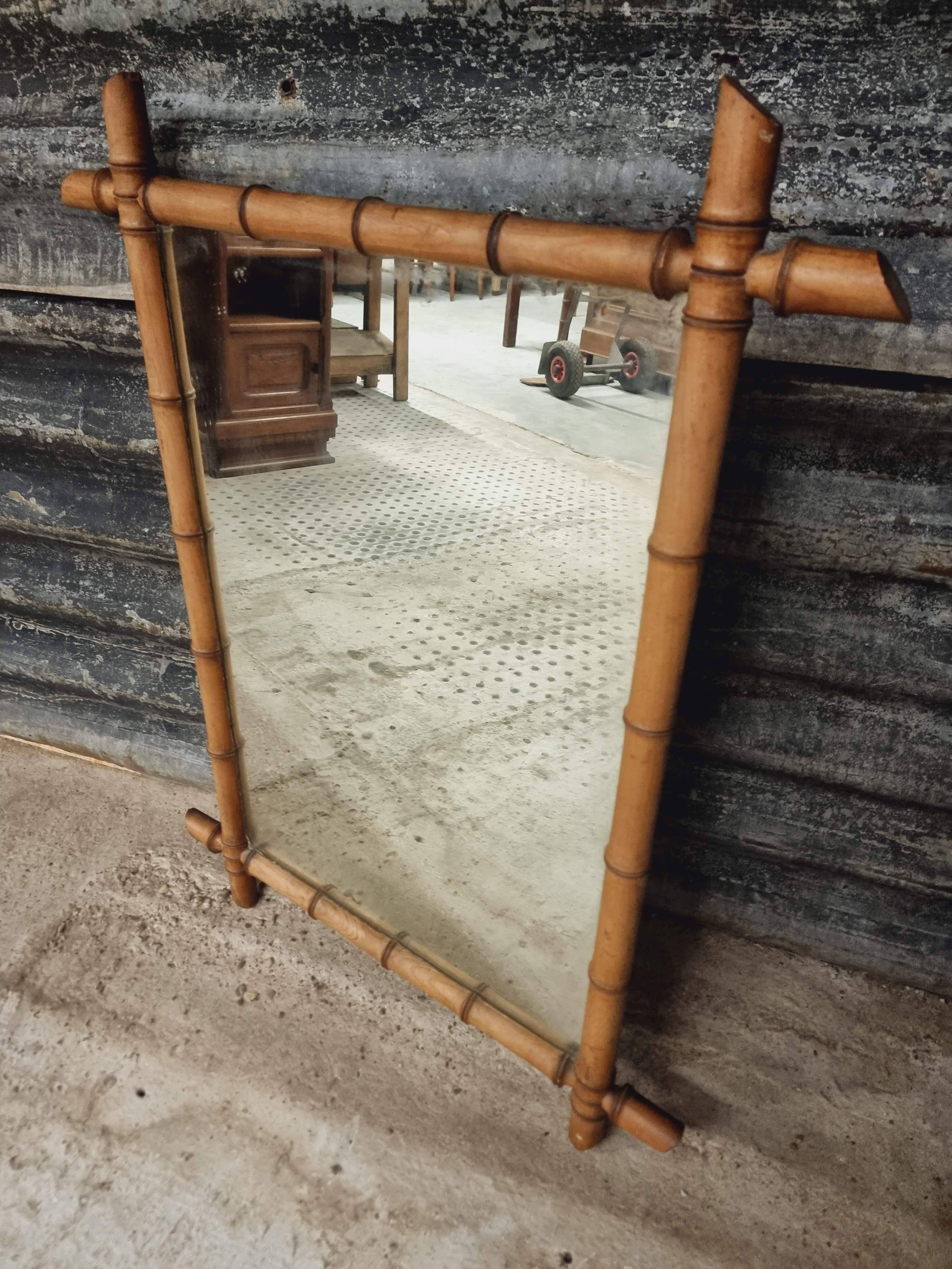 Antique Faux bamboo mirror 73 x 95 cm