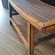Vintage Asian stool or footrest in honey bamboo and brown rattan