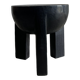 Black mango wood tripod side table with a semi-spherical top, height: 45 cm, diameter: 44 cm.