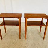 Tables de chevet vintage danoises en teck et chêne du milieu du siècle par Næstved Møbelfabrik