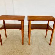 Vintage Danish mid-century teak and oak bedside tables by Næstved Møbelfabrik