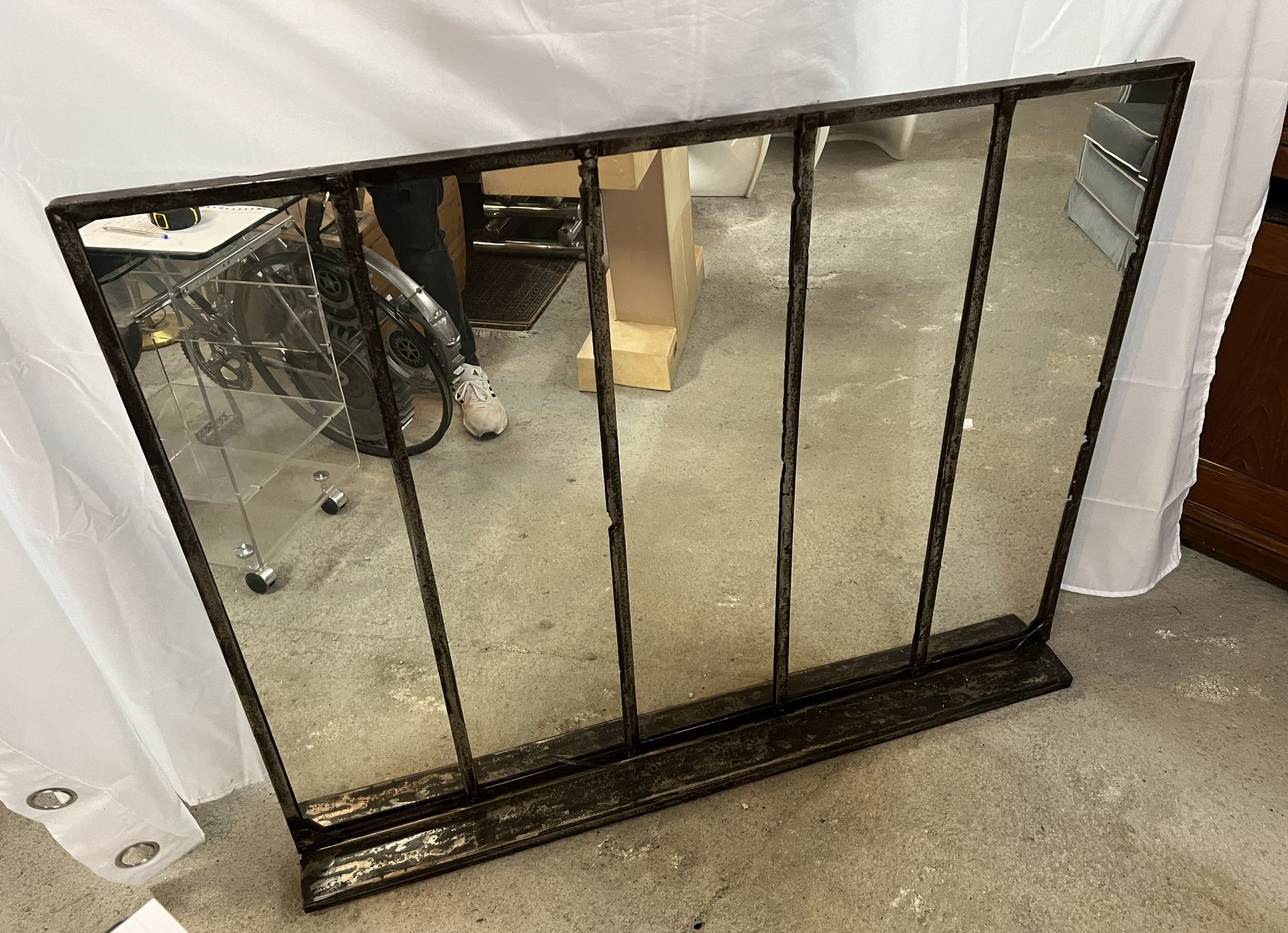 Industrial design of the 50s steel factory mirror