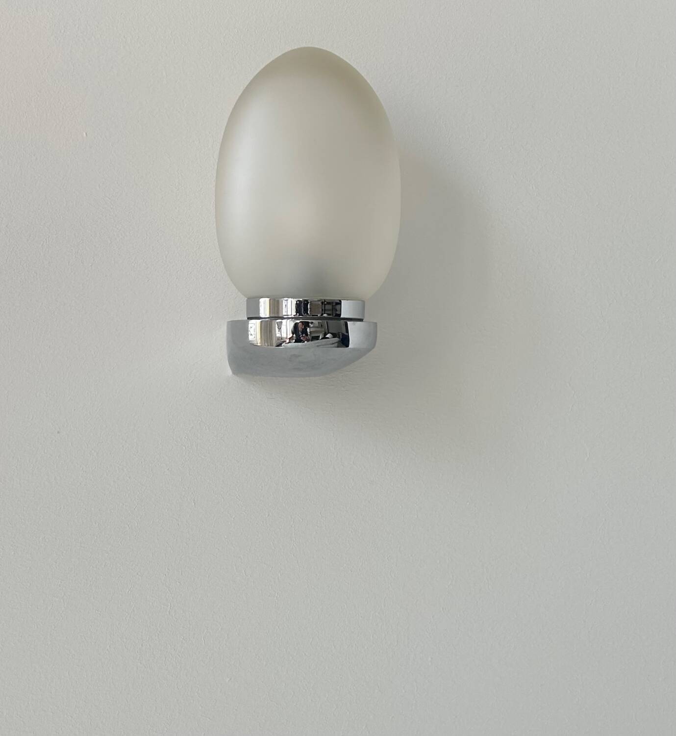 Vintage wall lamp, chrome and sandblasted glass, France 1970