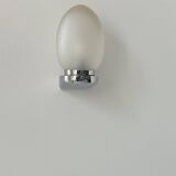 Vintage wall lamp, chrome and sandblasted glass, France 1970