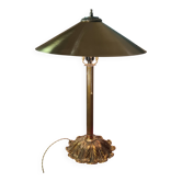 lampe de bureau 1920 bronze massif abat jour laiton , inter a tirette 63x43