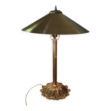 1920 solid bronze desk lamp with brass shade, pull cord 63x43