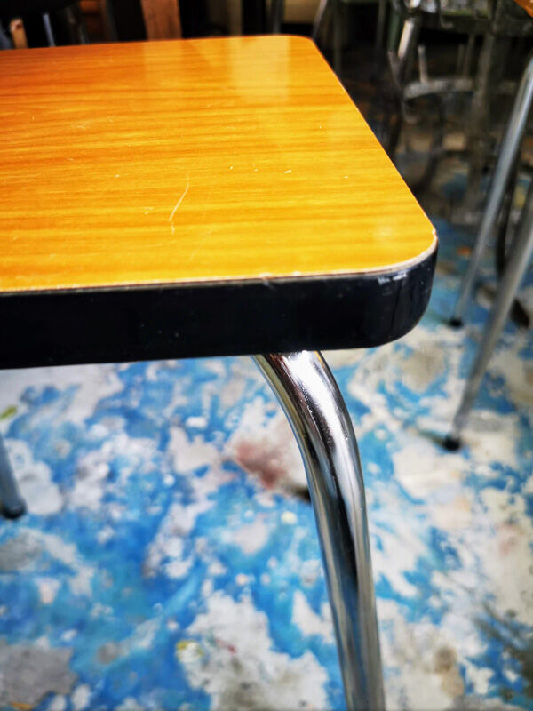 Pair of brown formica stools