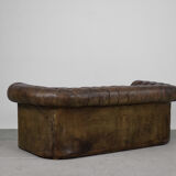 Antique brown leather chesterfield sofa, 1920s