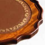 Table basse circulaire antique en bois de rotin, style Français traditionnel, table d’accent étroite