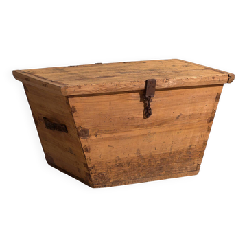 Ancien coffre de rangement en marron naturel (c.1920) #76
