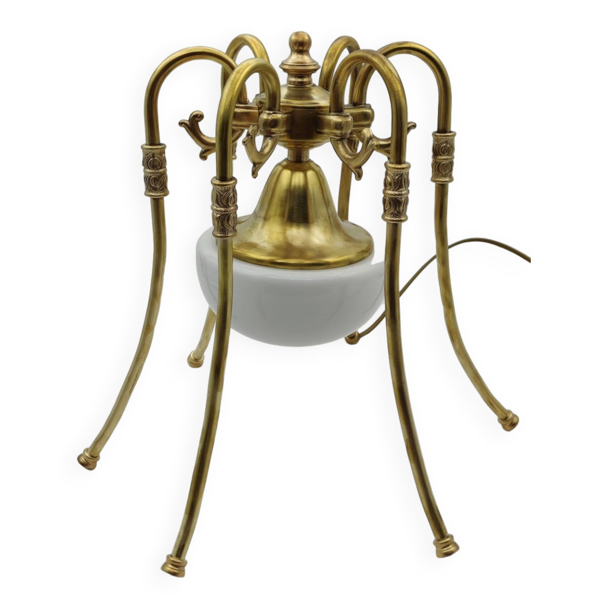 Medusa lamp in brass and opaline