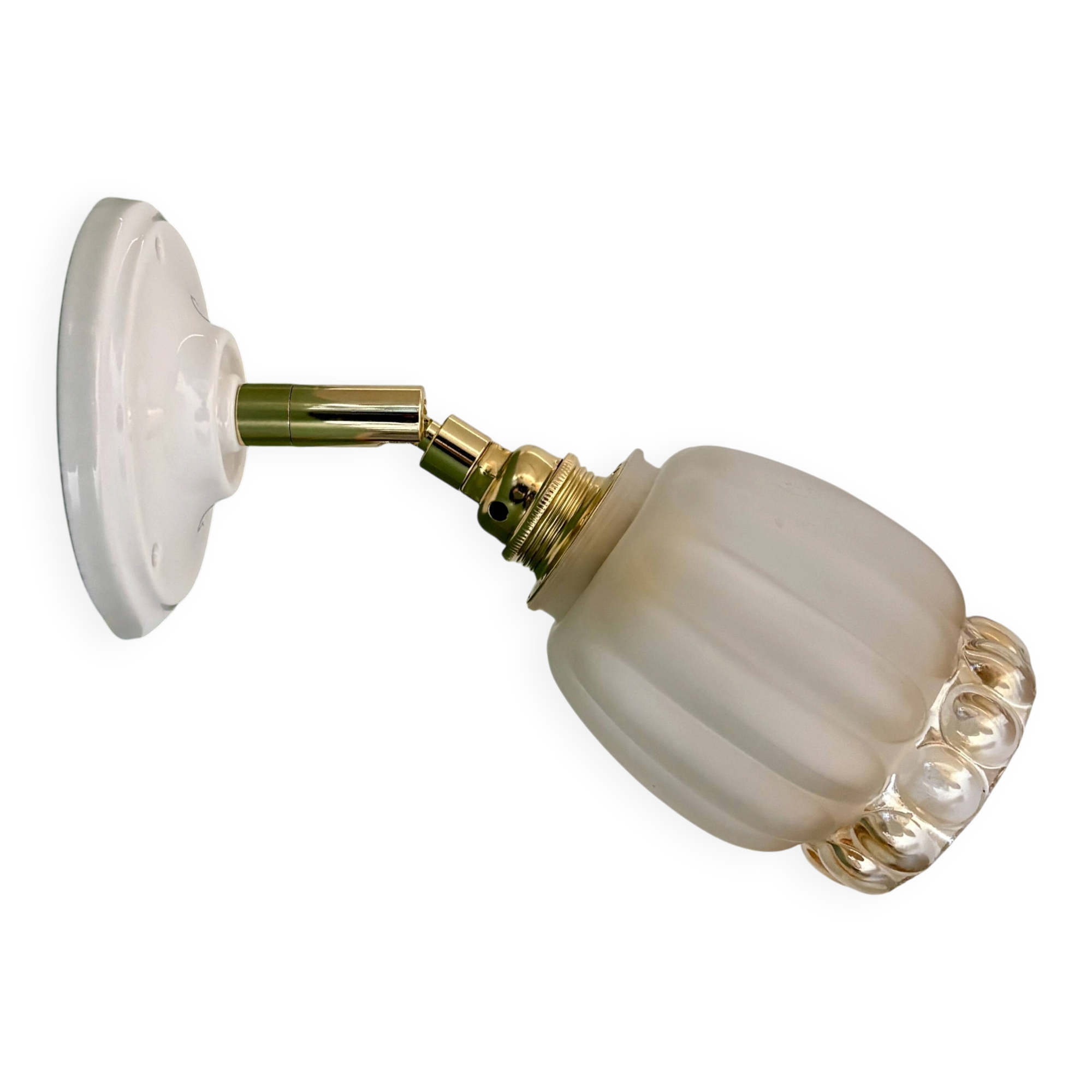 Vintage tulip wall light in frosted and amber glass