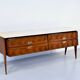Italian Midcentury Sideboard in Rosewood, Carrara Marble and Brass