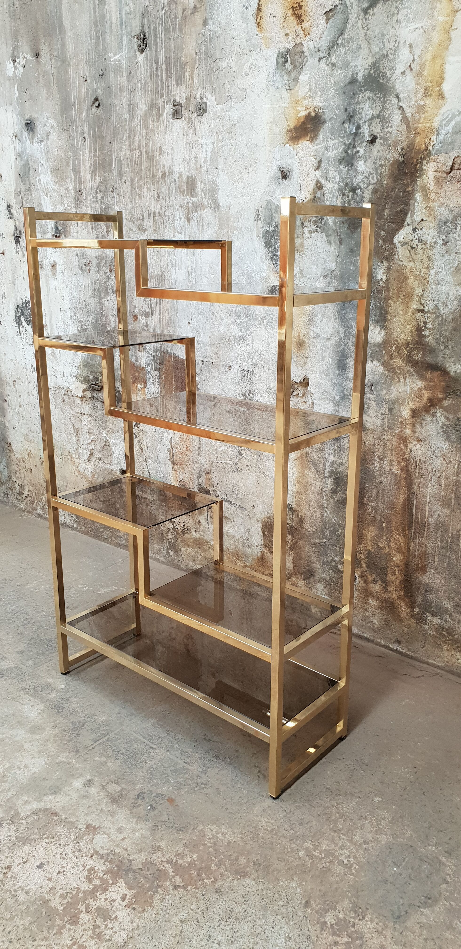 Vintage glazed brass shelf