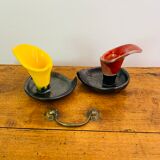 Pair of vintage ceramic candlesticks
