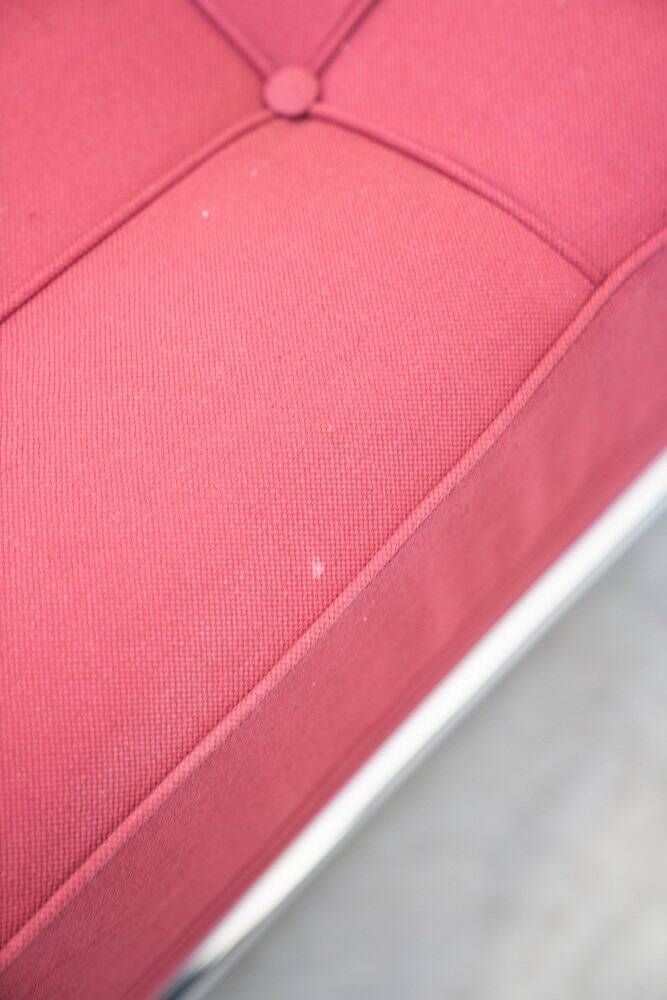 Vintage 1980s Eileen Gray Red Fabric and Metal Daybed
