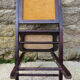 Folding chair, wood and vintage yellow ochre velvet