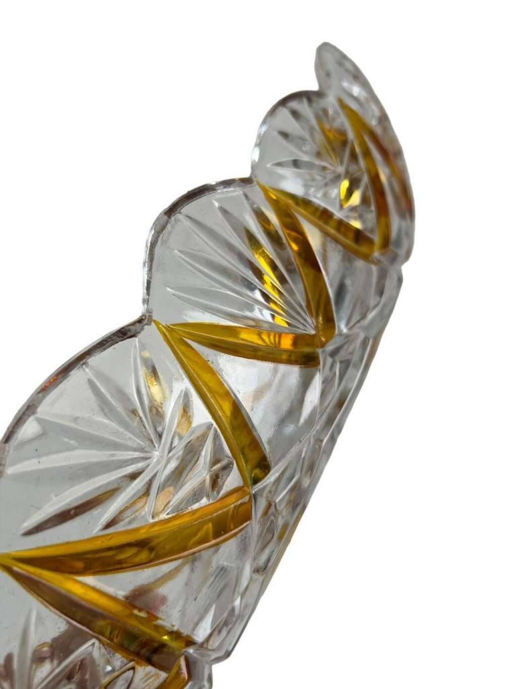 Vintage amber color / glass crystal bowl / dish