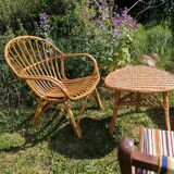 Oval rattan and wicker table