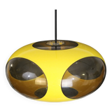 Rare suspension OVNI en forme d'œil d'insecte de l'ère spatiale Belgique massive couleur jaune