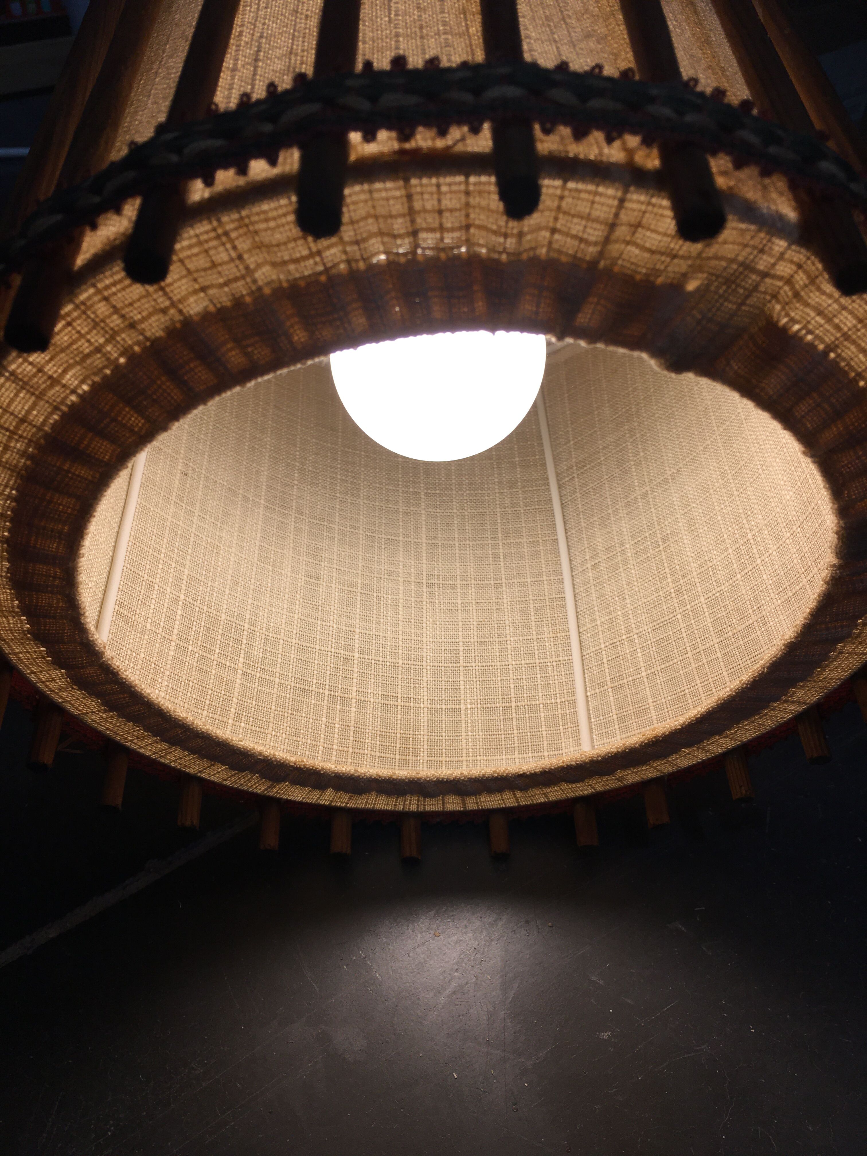 Wooden pendant lamp and Scandinavian-style fabric