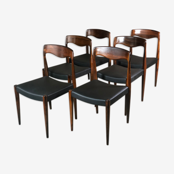 Chaises en palissandre et simili noir scandinave Arne Hovmand Olsen