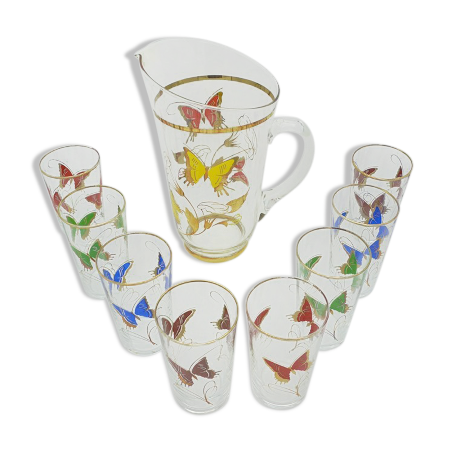 Vintage service to orangeade butterfly décor