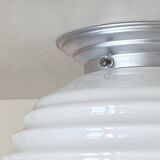 Round ceiling light, white opaline glass, antique lighting fixture