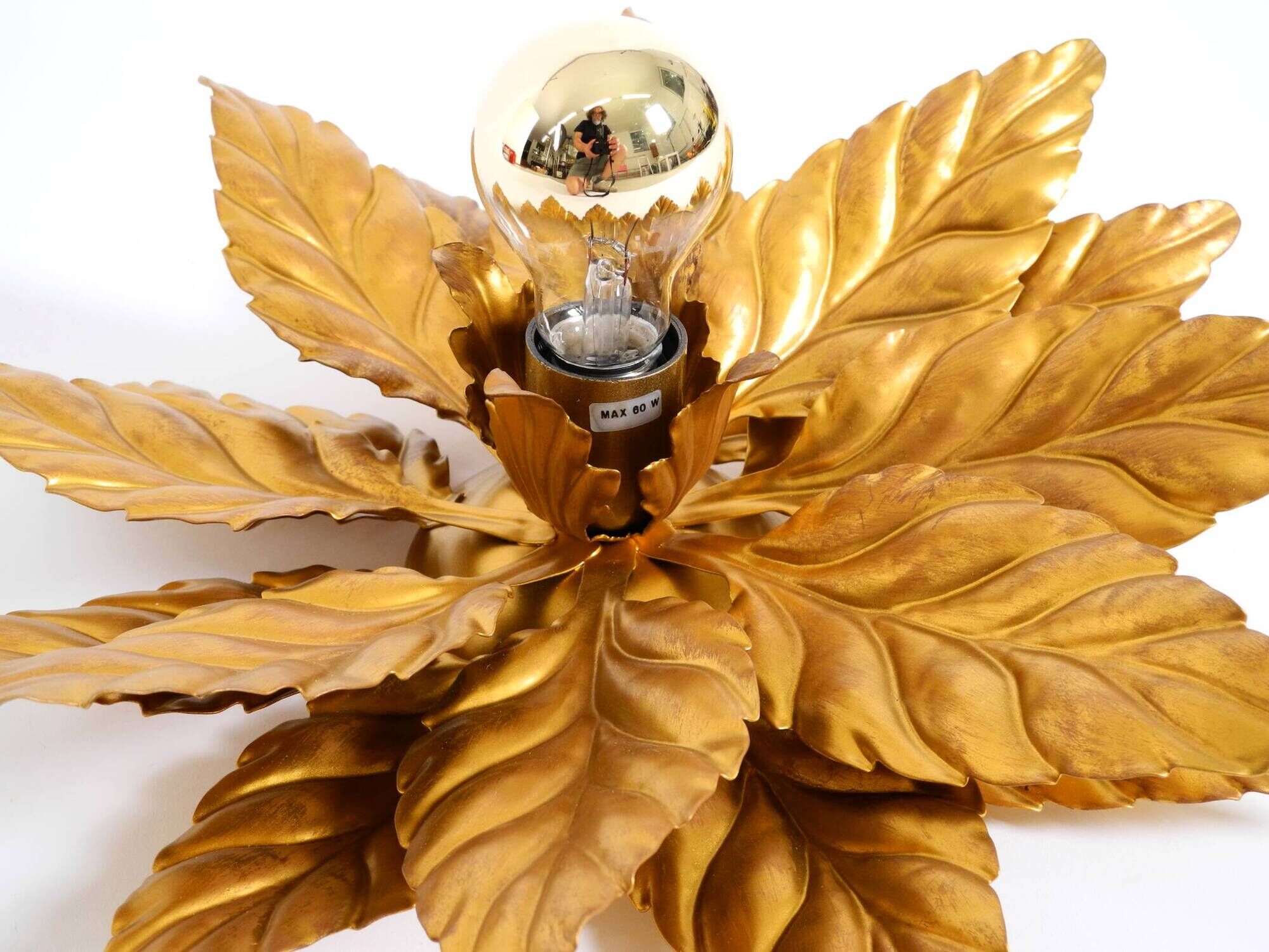 Rare large gold-plated Hans Kögl Florentine-style ceiling or wall lamp from
