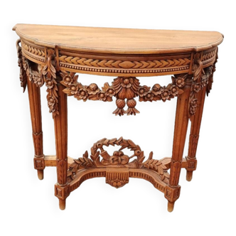 Console ancienne style louis xvi plateau bois