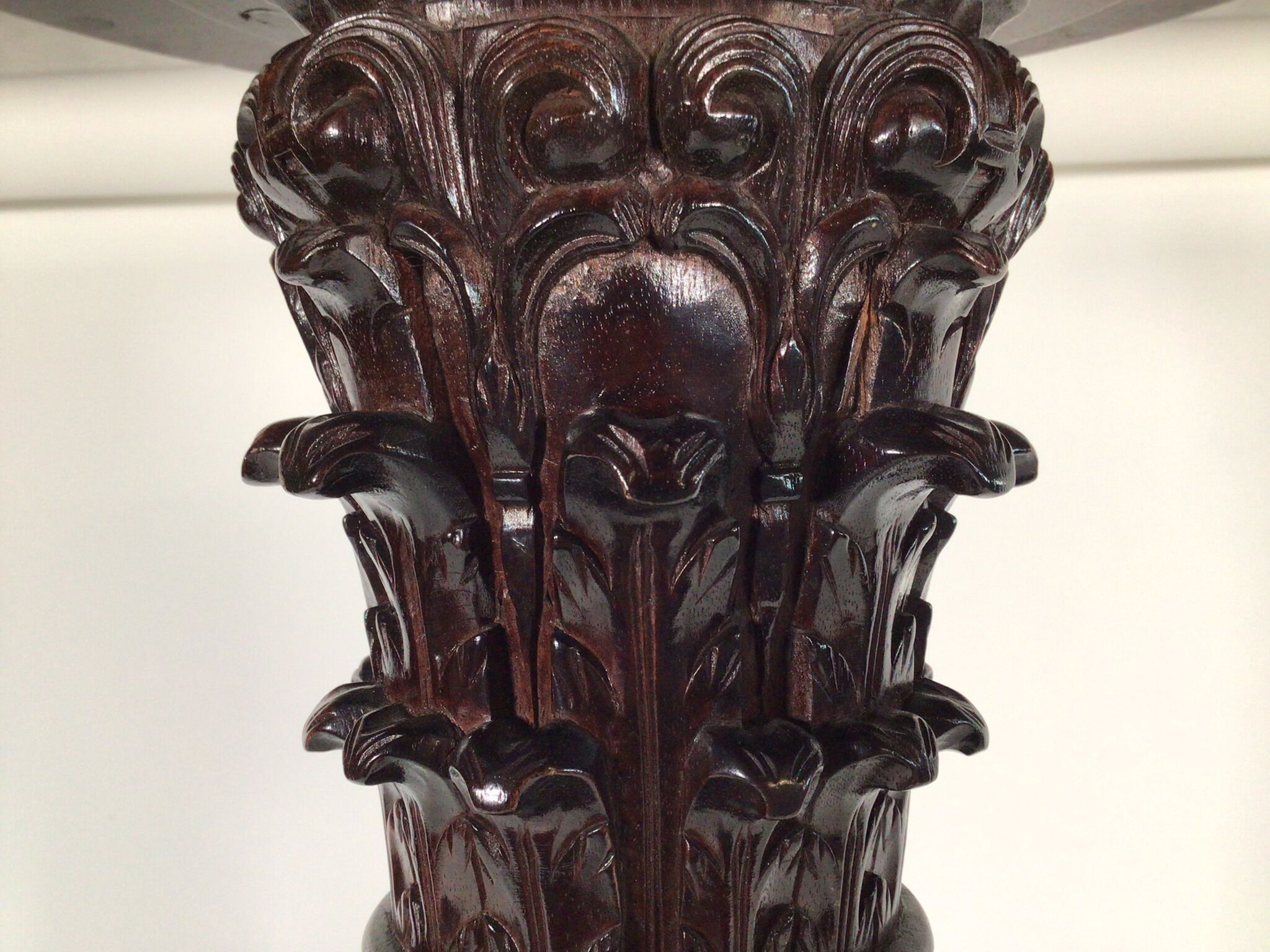 Oak carved plant stand