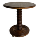 Table d'appoint brutaliste en bois tourné avec pressoir à vin