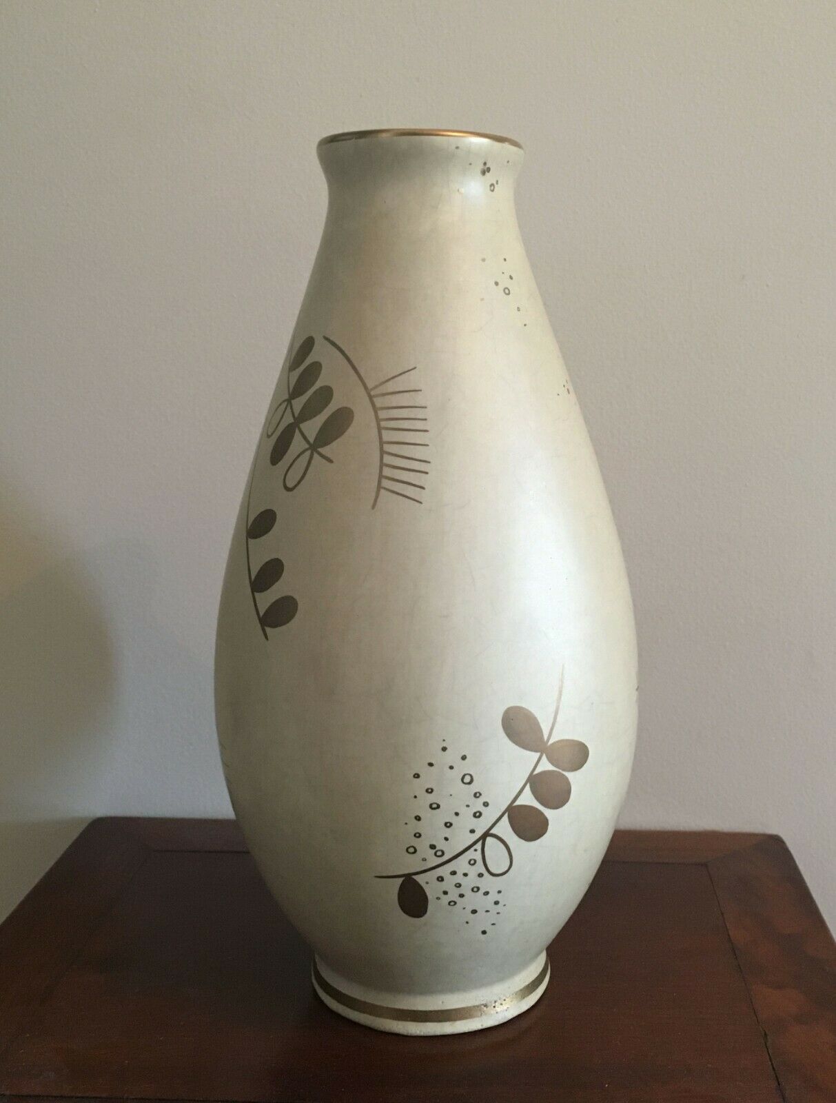20th century gold painted ceramic art deco vase