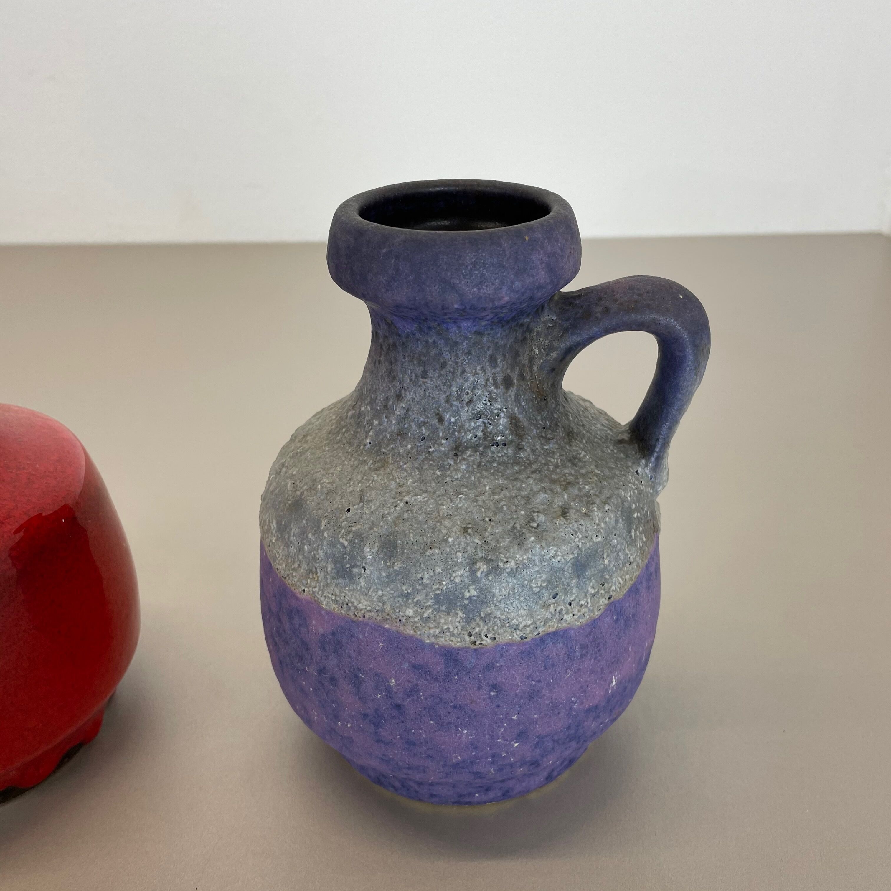 Set of Two Pottery Fat Lava Vases "Purple-Red" by Jopeko, Germany, 1970s