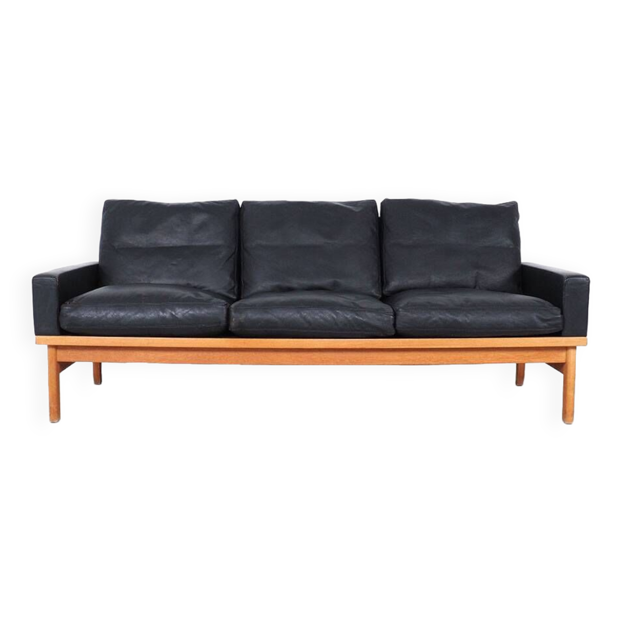 Vintage Black Leather Sofa by Poul M. Volther for Erik Jørgensen, 1960s