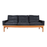Vintage Black Leather Sofa by Poul M. Volther for Erik Jørgensen, 1960s