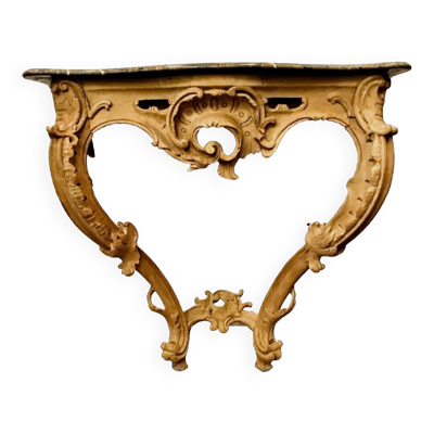 Console de style Louis XV en bois naturel XIX siècle