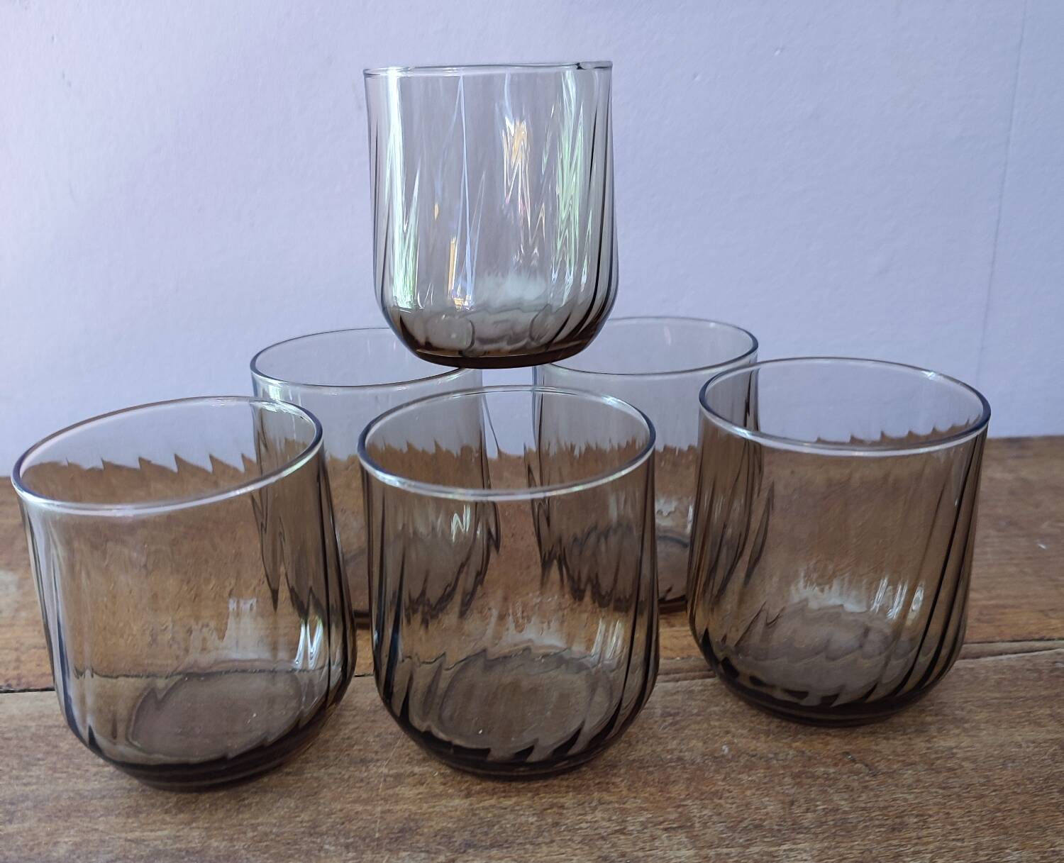 6 amber glass glasses