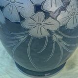 Blue sandstone vase signed Marcel Schmitter betschdorf Alsace