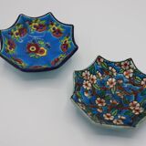 Duo of Longwy enamel saucers
