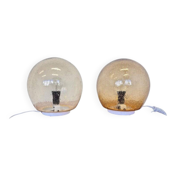 Pair of design mid century artglass Table Lamps, 1980s - Czechoslovakia