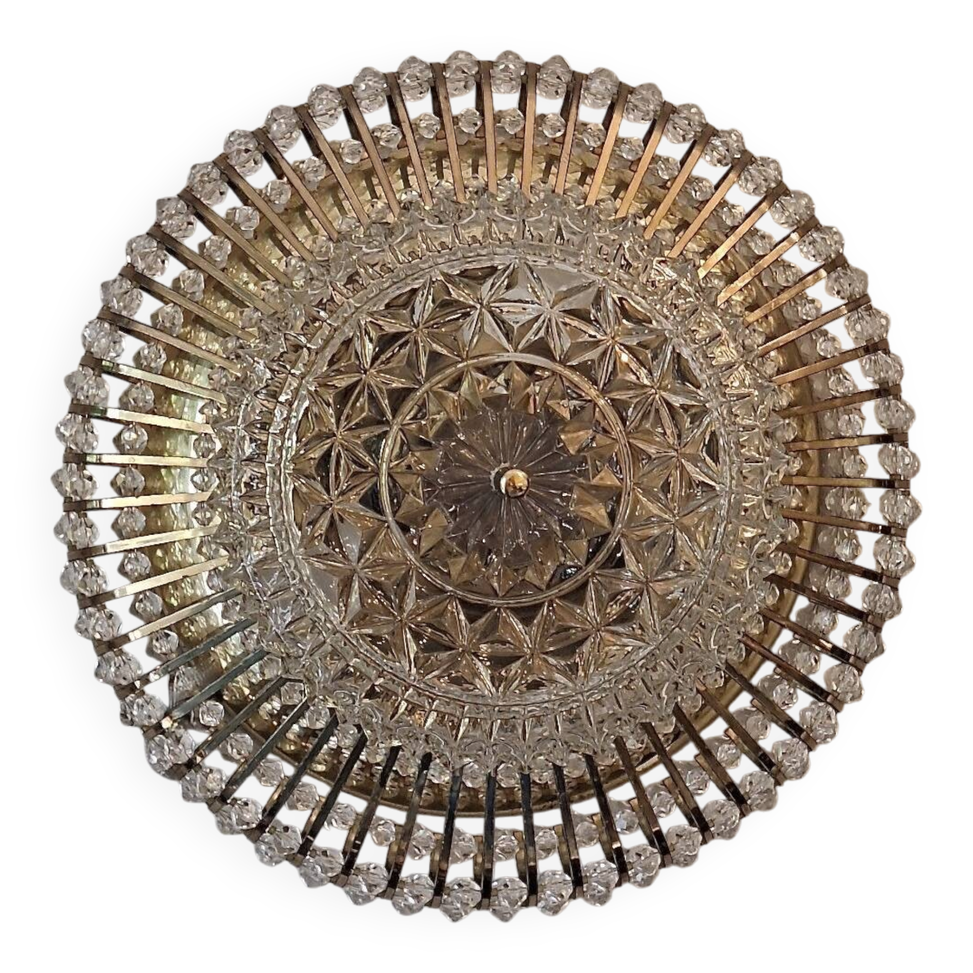 Brass and Glass Ceiling Light by Ernst Palme Palwa, 1970s